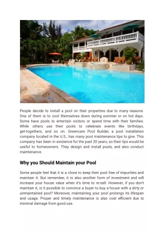 people decide to install a pool on their