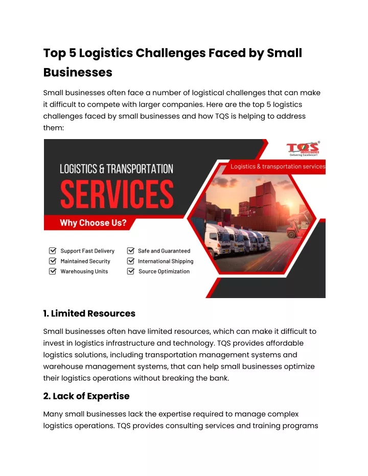 top 5 logistics challenges faced by small