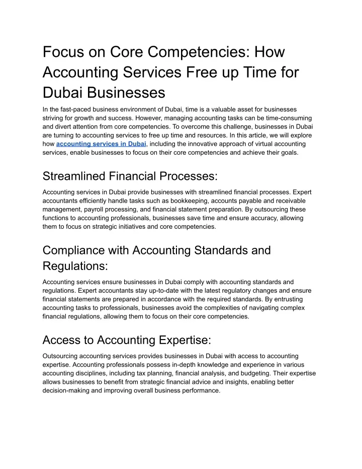 focus on core competencies how accounting