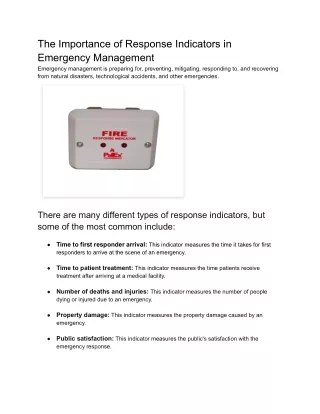 the importance of response indicators
