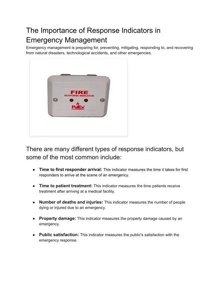 the importance of response indicators