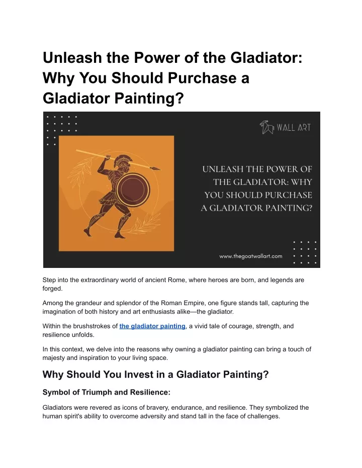 unleash the power of the gladiator why you should