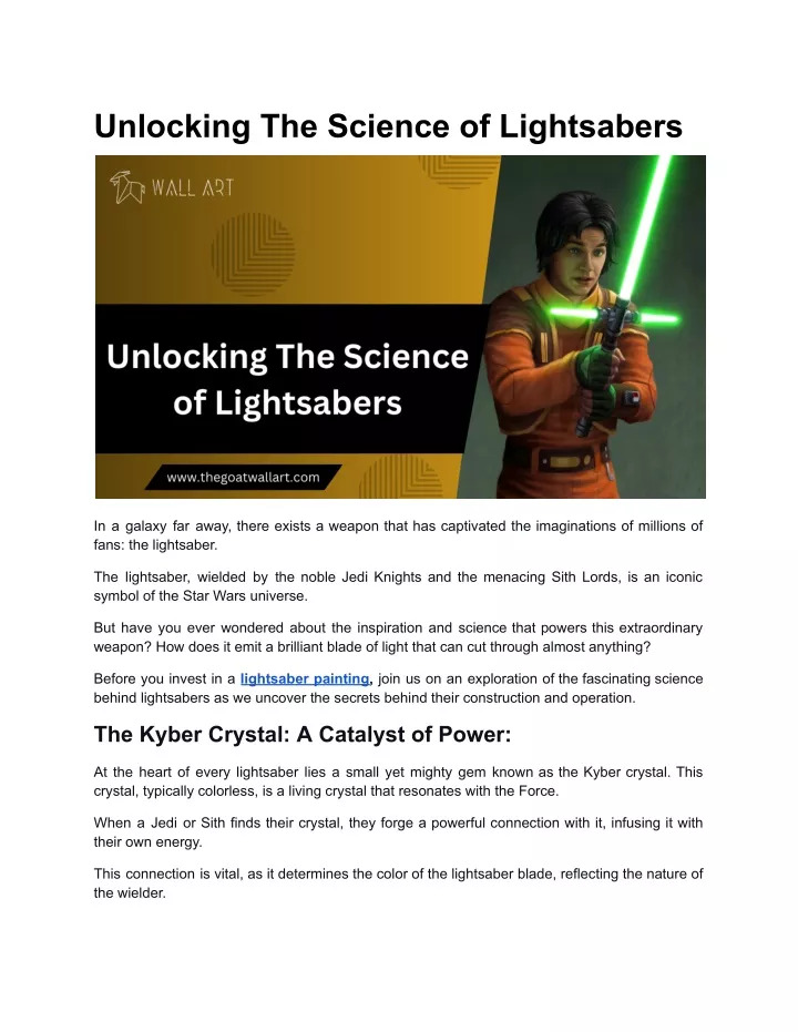 unlocking the science of lightsabers