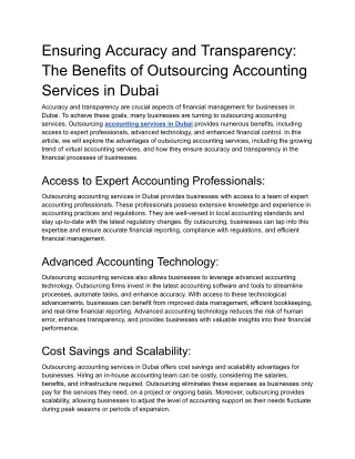 Ensuring Accuracy and Transparency_ The Benefits of Outsourcing Accounting Services in Dubai