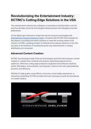 Revolutionizing the Entertainment Industry_ DCTINC's Cutting-Edge Solutions in the USA