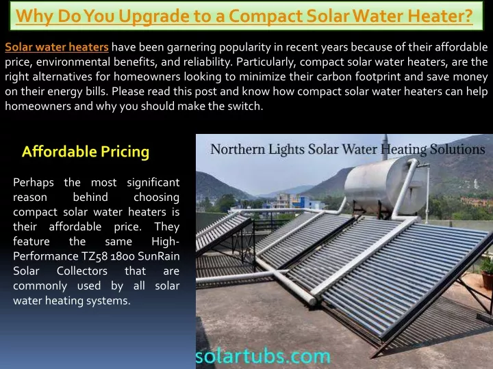 why do you upgrade to a compact solar water heater