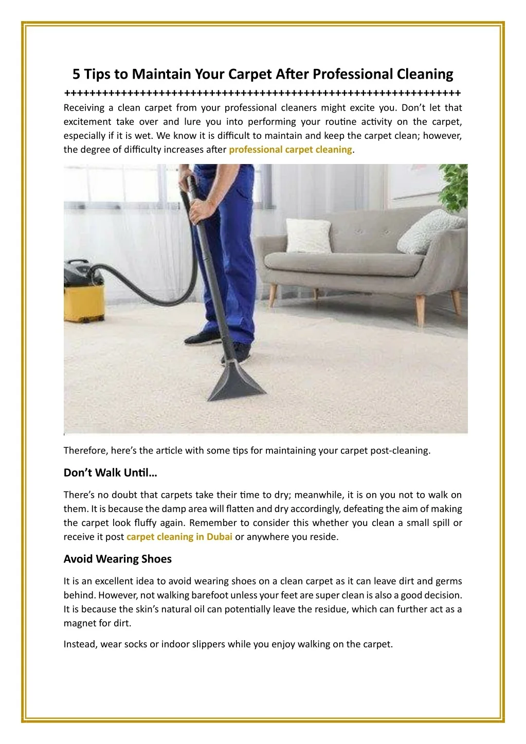 PPT - 5 Tips to Maintain Your Carpet After Professional Cleaning ...