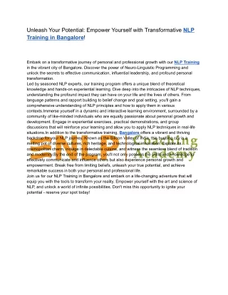 NLP Training in Bangalore