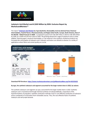 isobutyric acid market worth 269 million by 2028