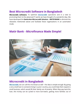 Best Microcredit Software in Bangladesh