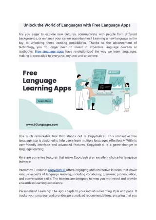 Unlock the World of Languages with Free Language Apps