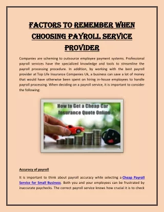 Factors to Remember When Choosing Payroll Service Provider