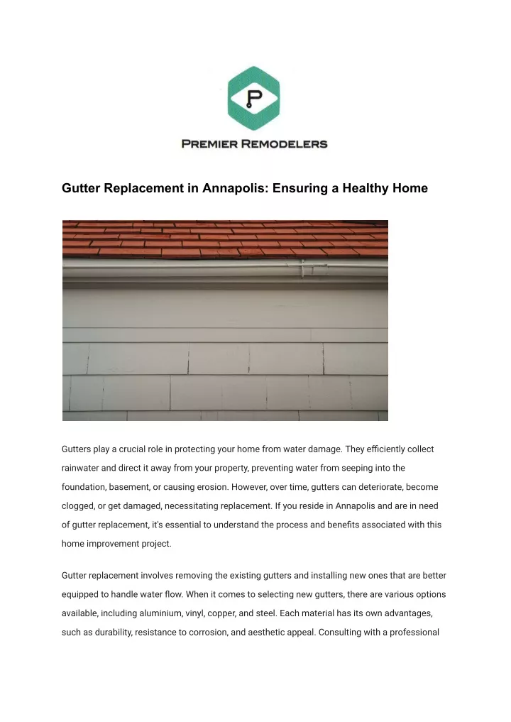 gutter replacement in annapolis ensuring