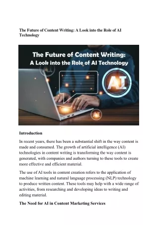 The Future of Content Writing: A look into the role of AI technology