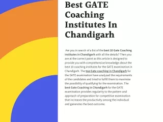 Best GATE Coaching Institutes In Chandigarh