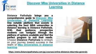 Discover Mba Universities in Distance Learning - Distance Pathshala