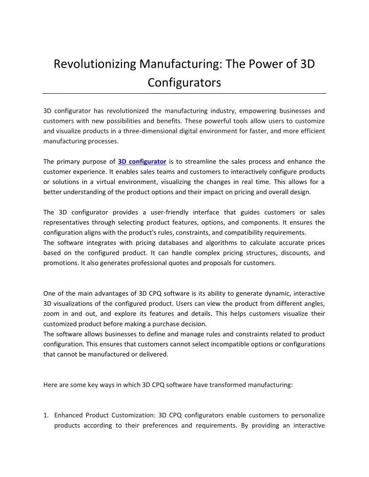 revolutionizing manufacturing the power