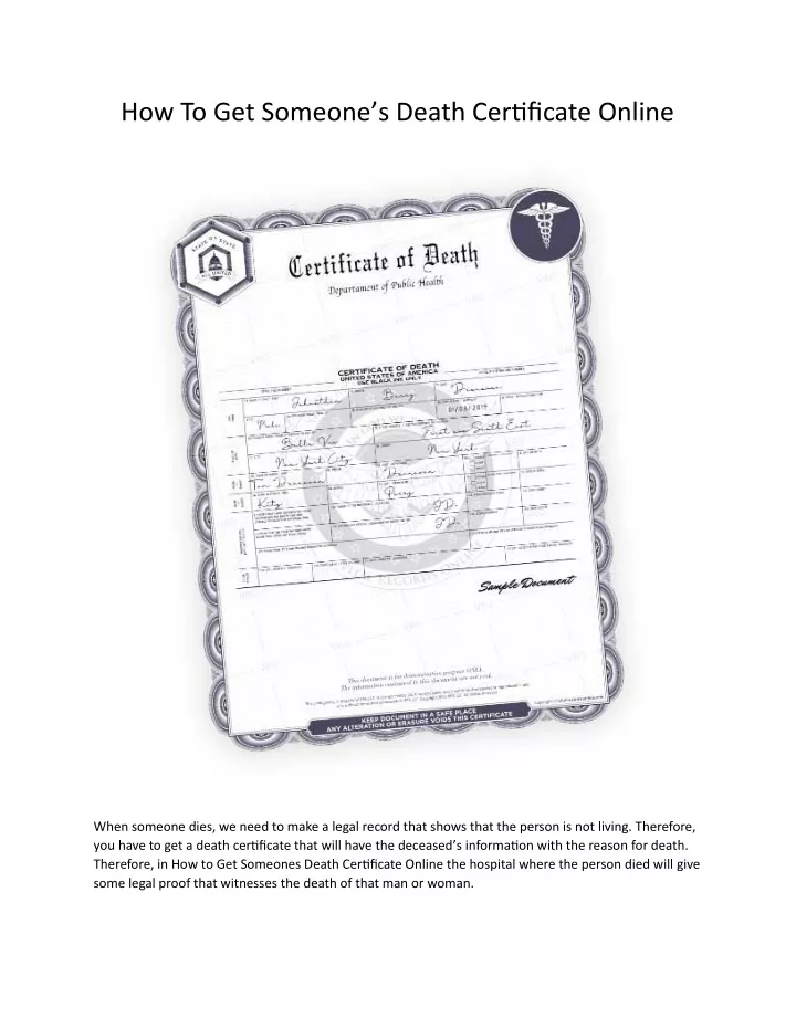 how to get someone s death certificate online