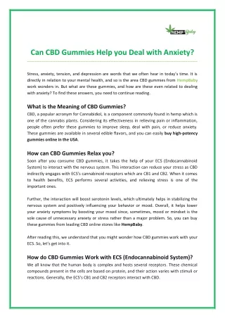 Can CBD Gummies Help you Deal with Anxiety?