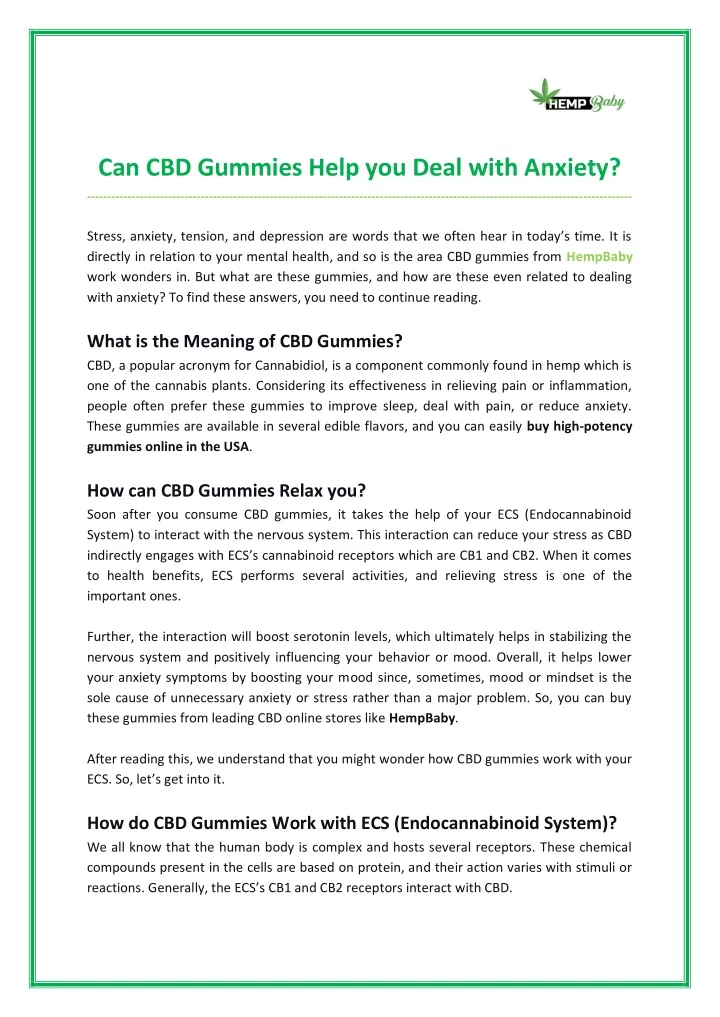 can cbd gummies help you deal with anxiety