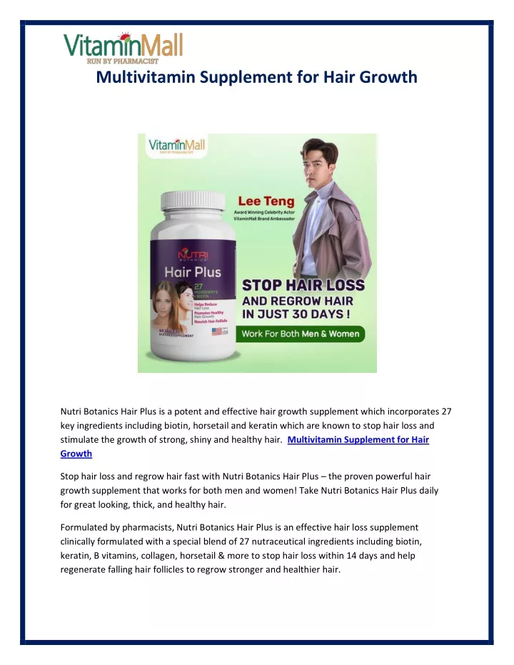 multivitamin supplement for hair growth