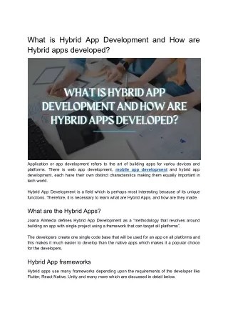What is Hybrid App Development and How are Hybrid apps developed?