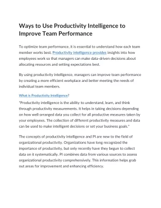 Ways to Use Productivity Intelligence to Improve Team Performance1