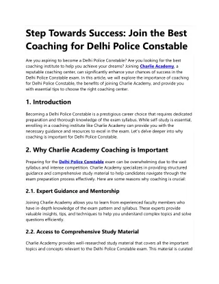 Best Coaching Institute for Delhi Police