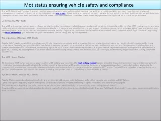Mot status ensuring vehicle safety and compliance