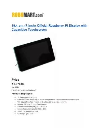 19 4 cm 7 inch official raspberry pi display with