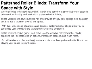 Choosing the best patterned roller blinds in Dubai