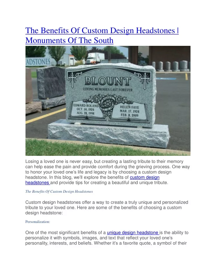 the benefits of custom design headstones monuments of the south