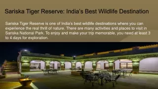 Sariska Tiger Reserve: India’s Best Wildlife Destination