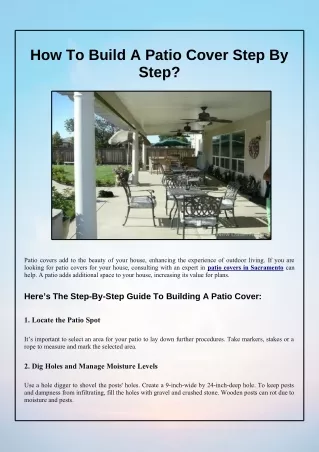 How To Build A Patio Cover