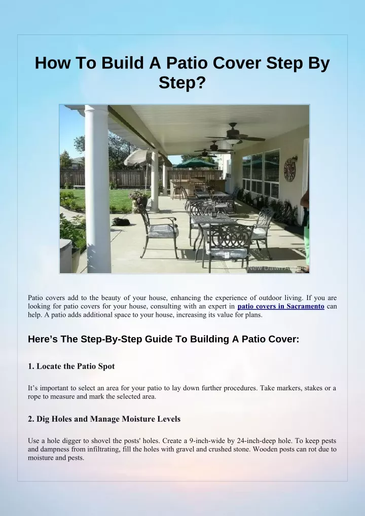 how to build a patio cover step by step