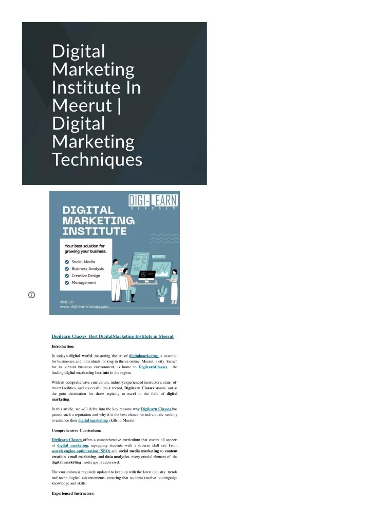 digital marketing institute in meerut digital