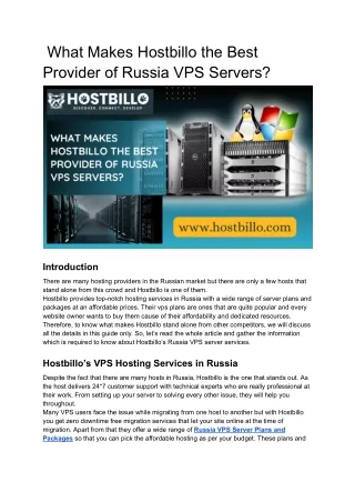 What Makes Hostbillo the Best Provider of Russia VPS Servers?