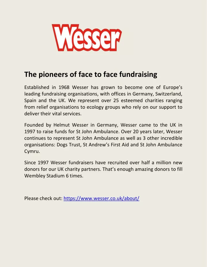 the pioneers of face to face fundraising