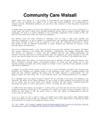Community Care Walsall