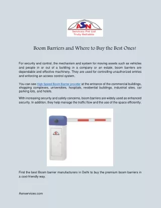 Boom Barriers and Where to Buy the Best Ones!