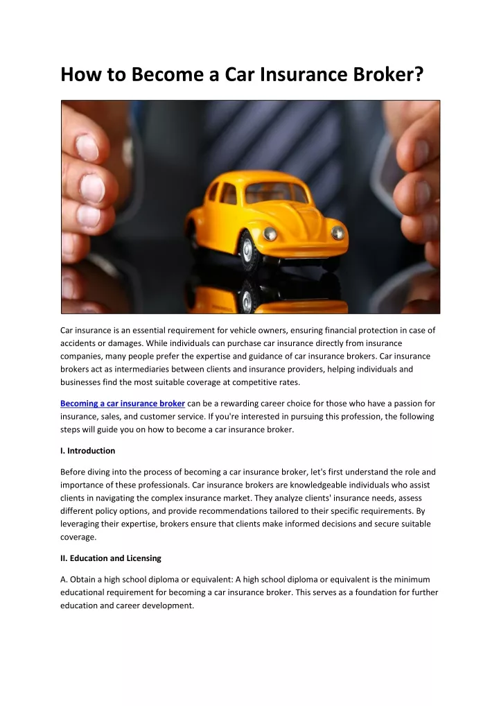 how to become a car insurance broker