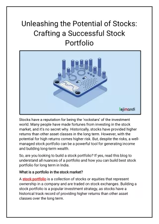 Unleashing the Potential of Stocks Crafting a Successful Stock Portfolio