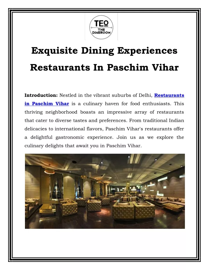 exquisite dining experiences