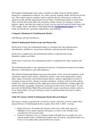 the leading tralokinumab report makes available