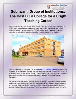 Best B.Ed College In Bihar