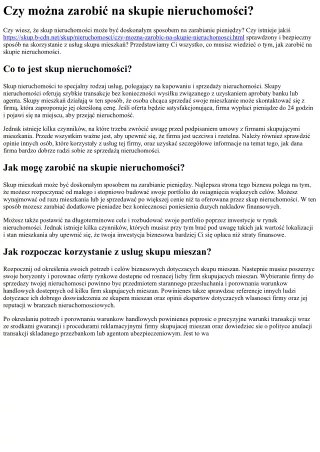 Czy można zarobić na skupie nieruchomości?