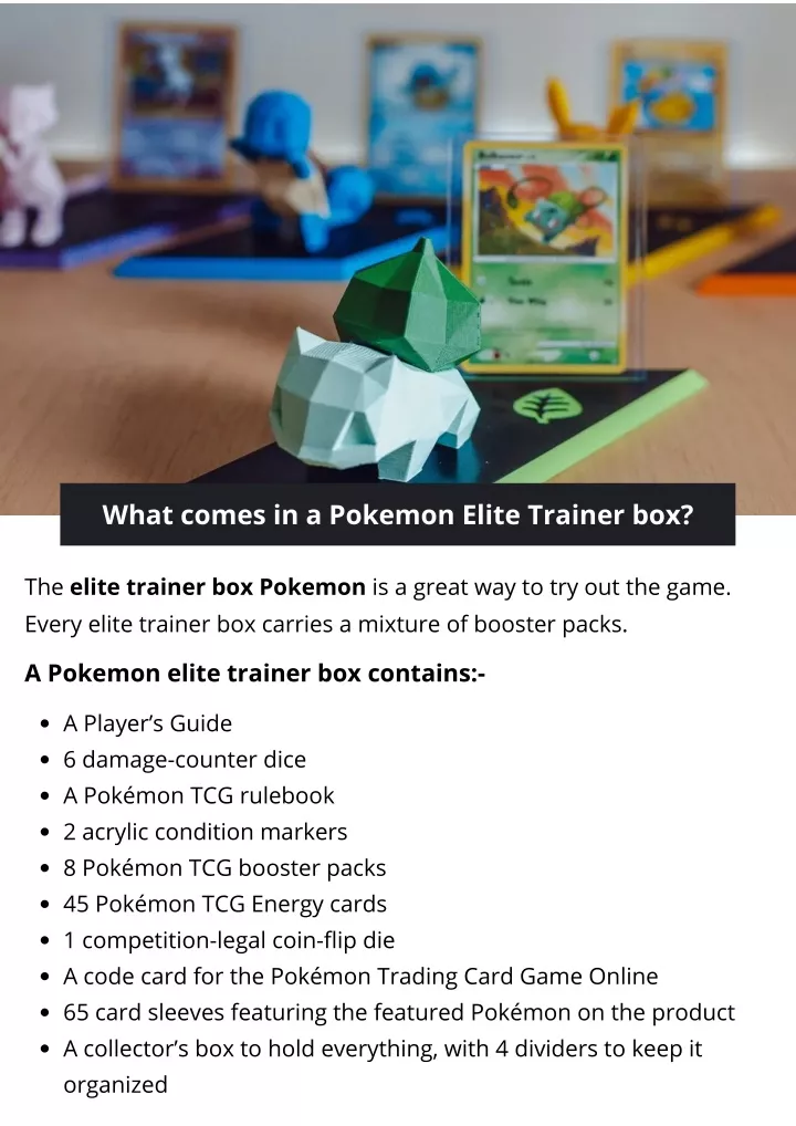 what comes in a pokemon elite trainer box