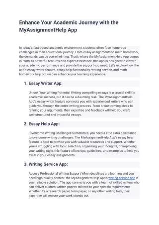 Boost Your Academic Success with the MyAssignmentHelp App