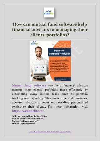 How can mutual fund software help financial advisors in managing their clients' portfolios