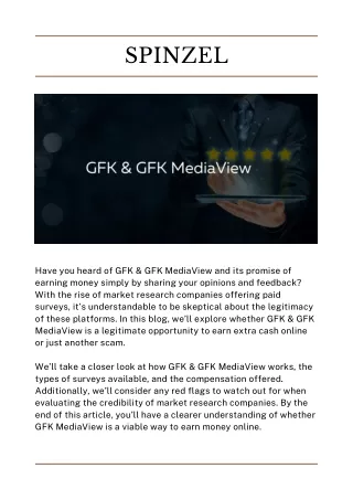 GFK & GFK MediaView- Is it Legitimate Earning GPT Site